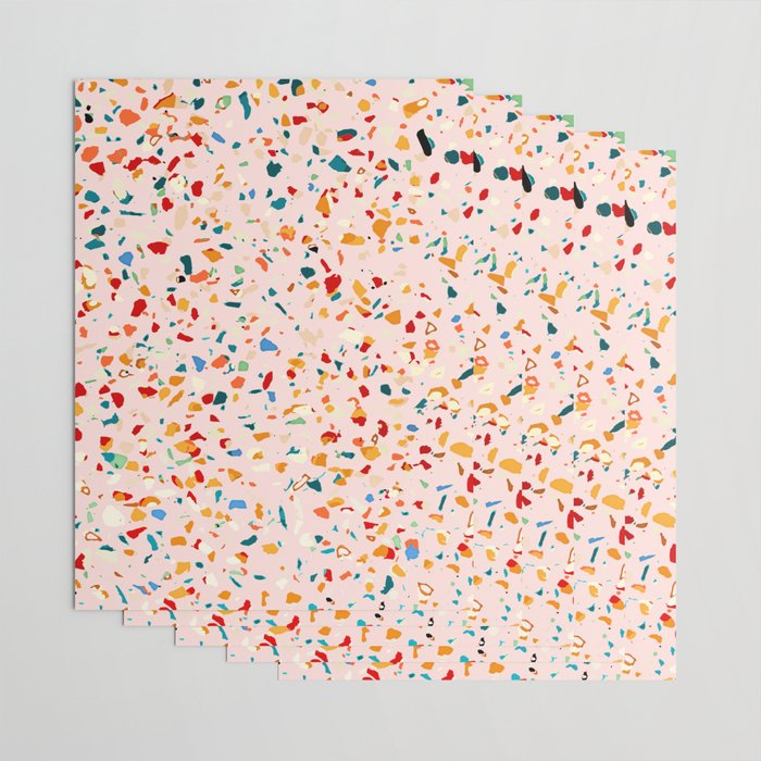 Blush Terrazzo | Pink Eclectic Speckles | Abstract Confetti Painting | Chic Bohemian Illustration Wrapping Paper Gallery Image 3