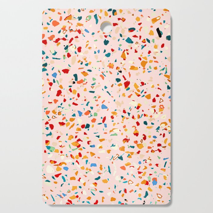 Blush Terrazzo | Pink Eclectic Speckles | Abstract Confetti Painting | Chic Bohemian Illustration Cutting Board Gallery Image 1