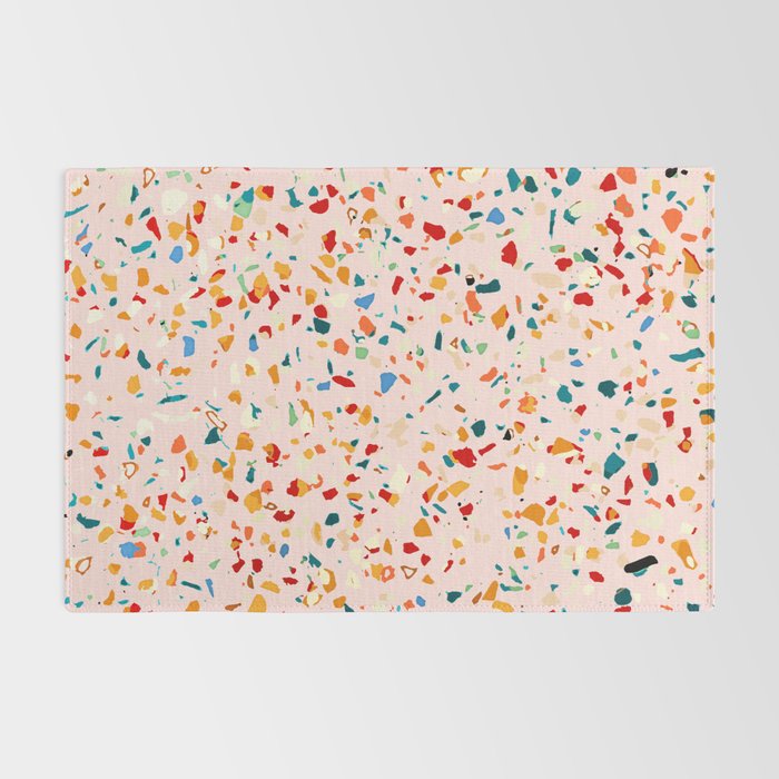 Blush Terrazzo | Pink Eclectic Speckles | Abstract Confetti Painting | Chic Bohemian Illustration Rug Gallery Image 2