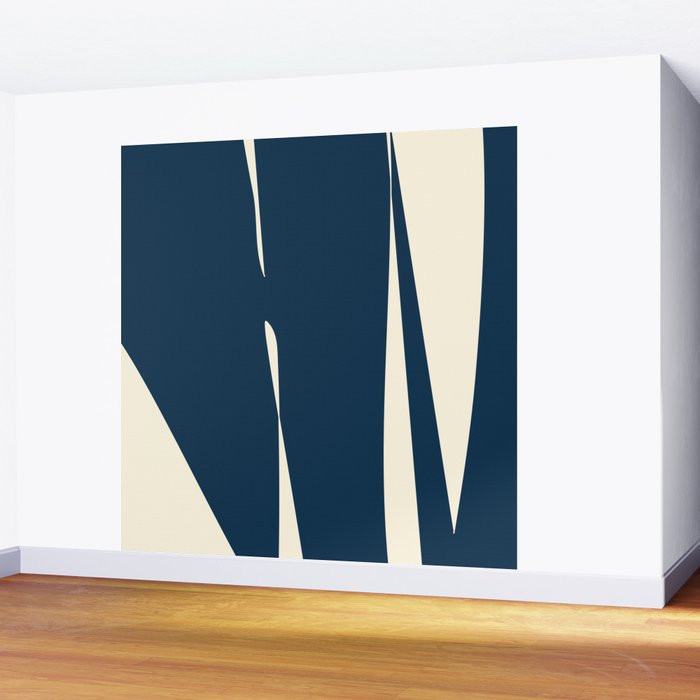 Minimalist Blue & Ivory Abstract Shapes Wall Mural Gallery Image 2