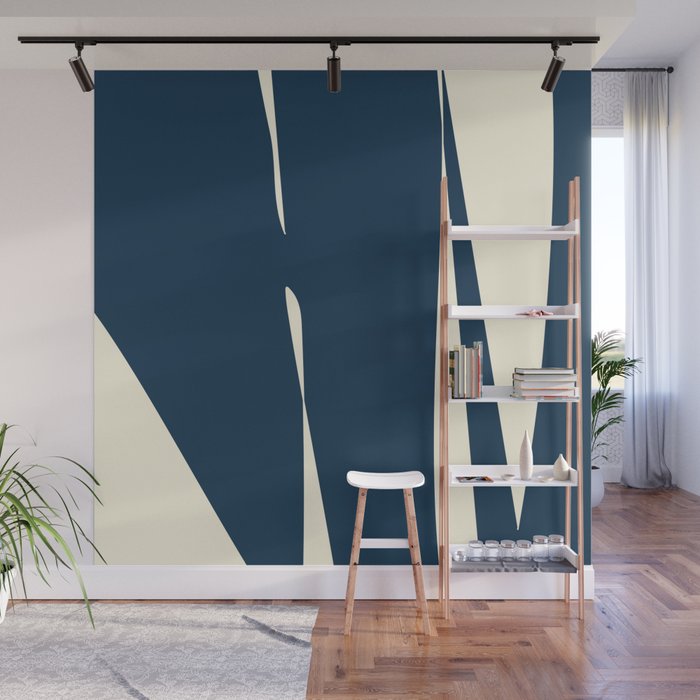 Minimalist Blue & Ivory Abstract Shapes Wall Mural Gallery Image 1