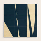 Minimalist Blue & Ivory Abstract Shapes Wood Wall Art Gallery Image 1