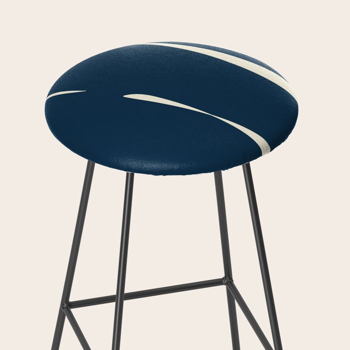 Minimalist Blue & Ivory Abstract Shapes Stool Gallery Image 2
