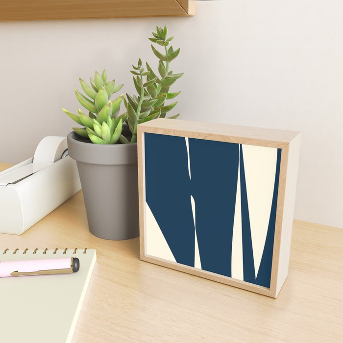 Minimalist Blue & Ivory Abstract Shapes Mini Art Print Gallery Image 2