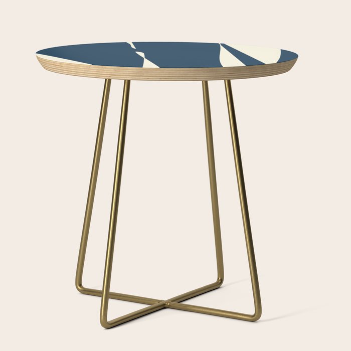 Minimalist Blue & Ivory Abstract Shapes Side Table Gallery Image 1