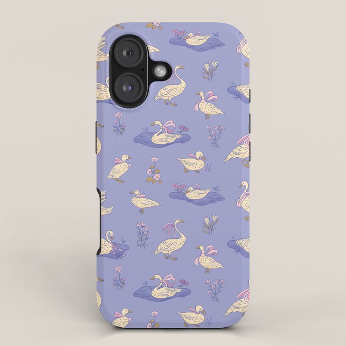 Swans With Bows - Ducks And Flowers iPhone Case Gallery Image 1