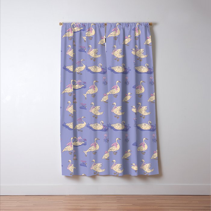 Swans With Bows - Ducks And Flowers Window Curtain Gallery Image 3