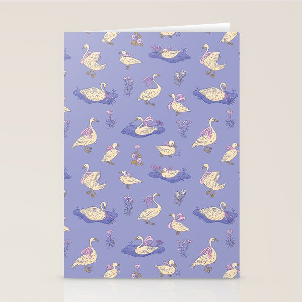 Swans With Bows - Ducks And Flowers Stationery Card Gallery Image 1