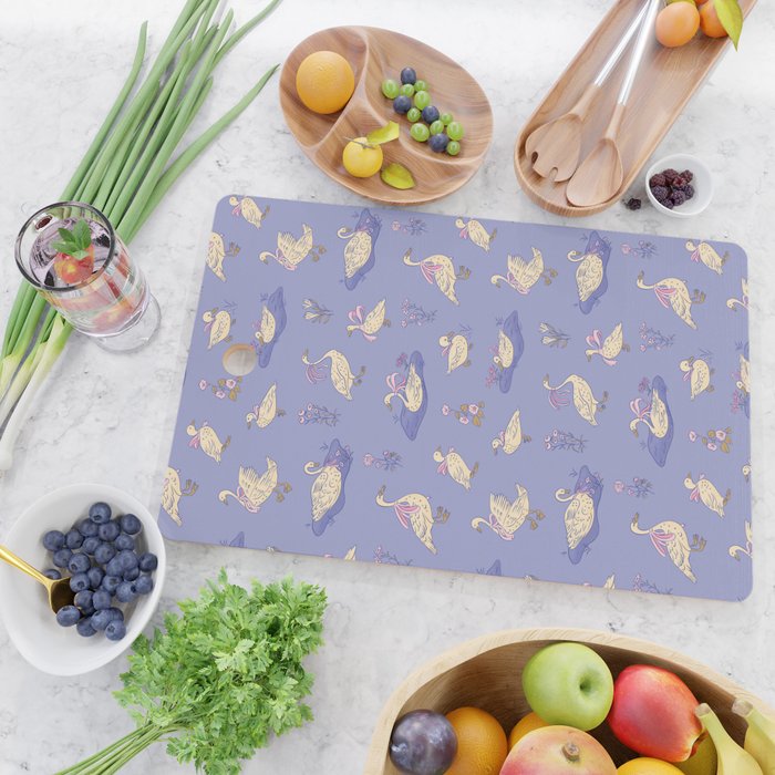 Swans With Bows - Ducks And Flowers Cutting Board Gallery Image 2