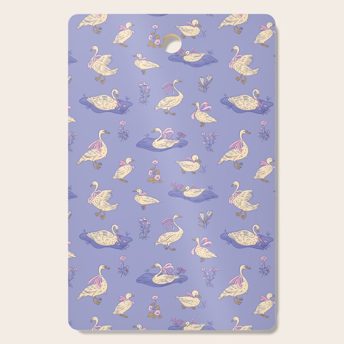 Swans With Bows - Ducks And Flowers Cutting Board Gallery Image 1