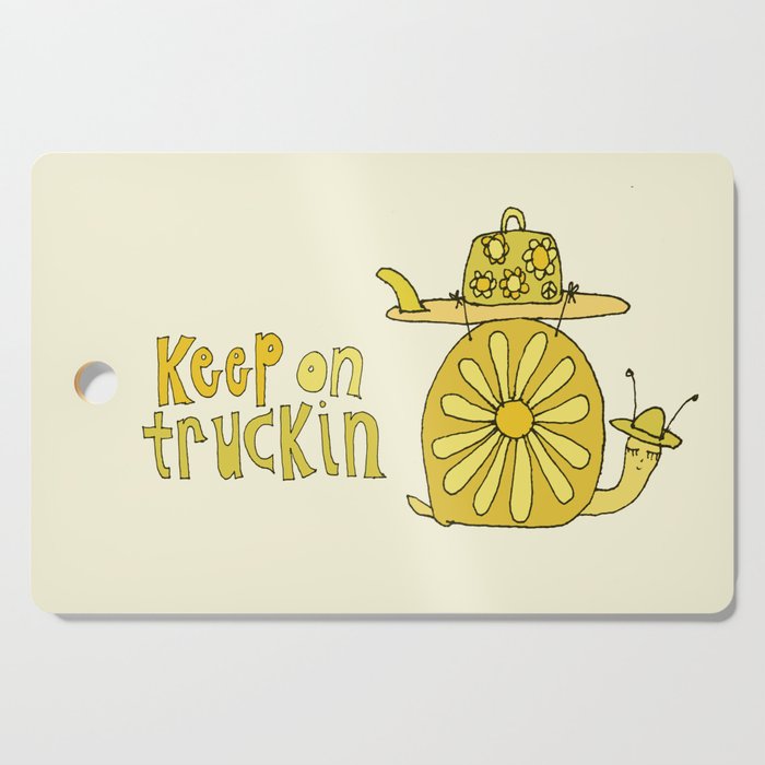 keep on truckin surfy snail // retro surf art by surfy birdy Cutting Board Gallery Image 1