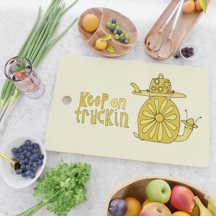 keep on truckin surfy snail // retro surf art by surfy birdy Cutting Board Gallery Image 2