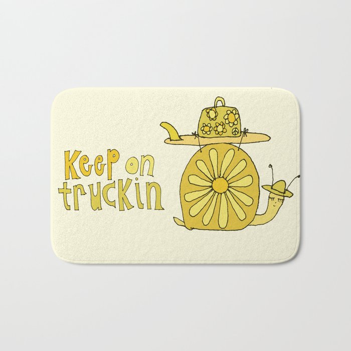 keep on truckin surfy snail // retro surf art by surfy birdy Bath Mat Gallery Image 1