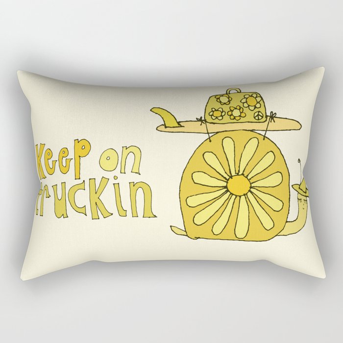 keep on truckin surfy snail // retro surf art by surfy birdy Rectangular Pillow Gallery Image 2