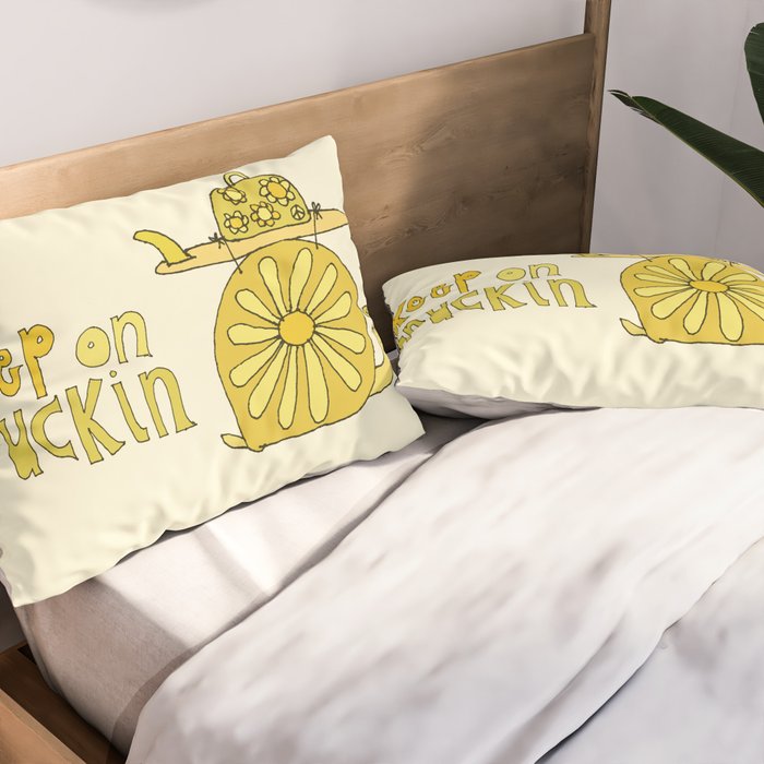 keep on truckin surfy snail // retro surf art by surfy birdy Pillow Sham Gallery Image 2