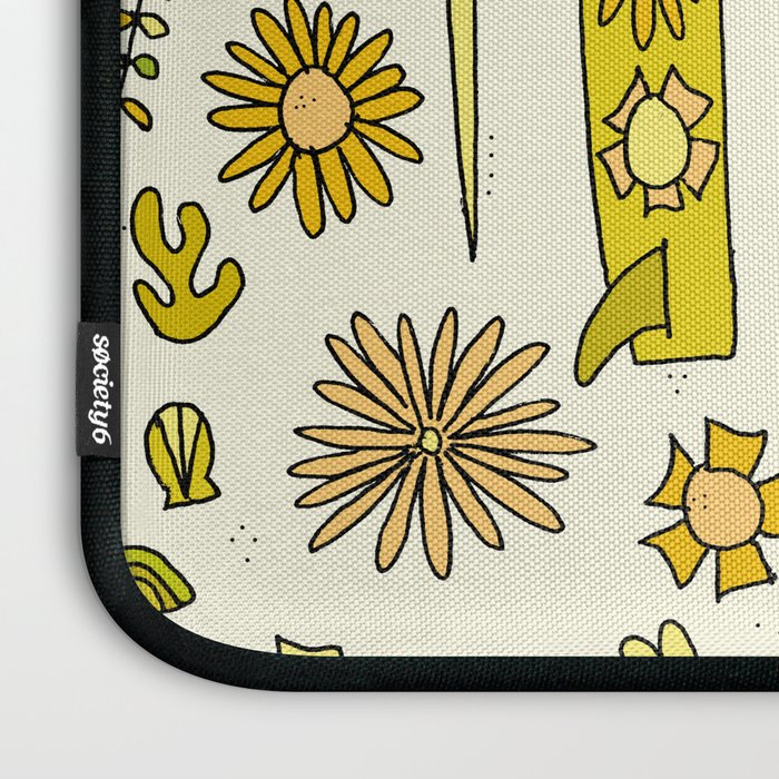 doodle daydreams sunshine and good vibes // retro art by surfy birdy Laptop Sleeve Gallery Image 3