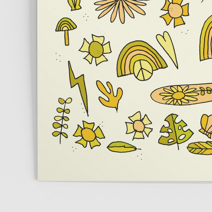 doodle daydreams sunshine and good vibes // retro art by surfy birdy Poster Gallery Image 3