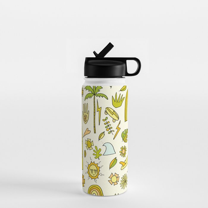 doodle daydreams sunshine and good vibes // retro art by surfy birdy Water Bottle Gallery Image 1