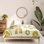 doodle daydreams sunshine and good vibes // retro art by surfy birdy Comforter Gallery Image 3