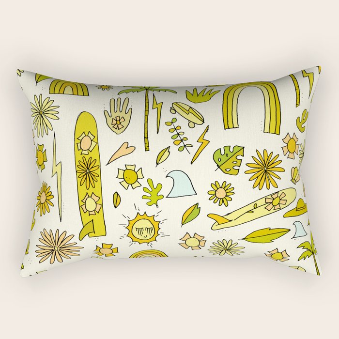 doodle daydreams sunshine and good vibes // retro art by surfy birdy Rectangular Pillow Gallery Image 2