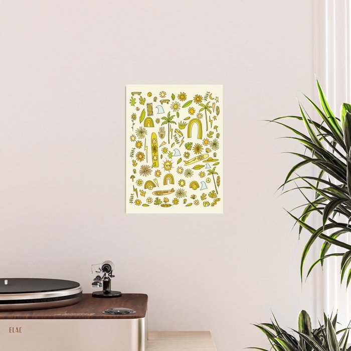 doodle daydreams sunshine and good vibes // retro art by surfy birdy Poster Gallery Image 2