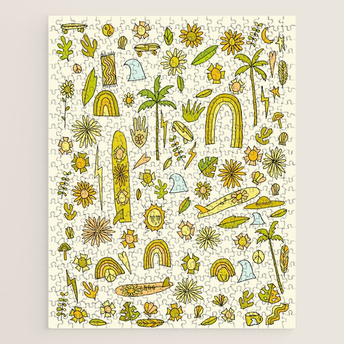 doodle daydreams sunshine and good vibes // retro art by surfy birdy Jigsaw Puzzle Gallery Image 1