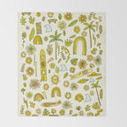 doodle daydreams sunshine and good vibes // retro art by surfy birdy Throw Blanket Gallery Image 2