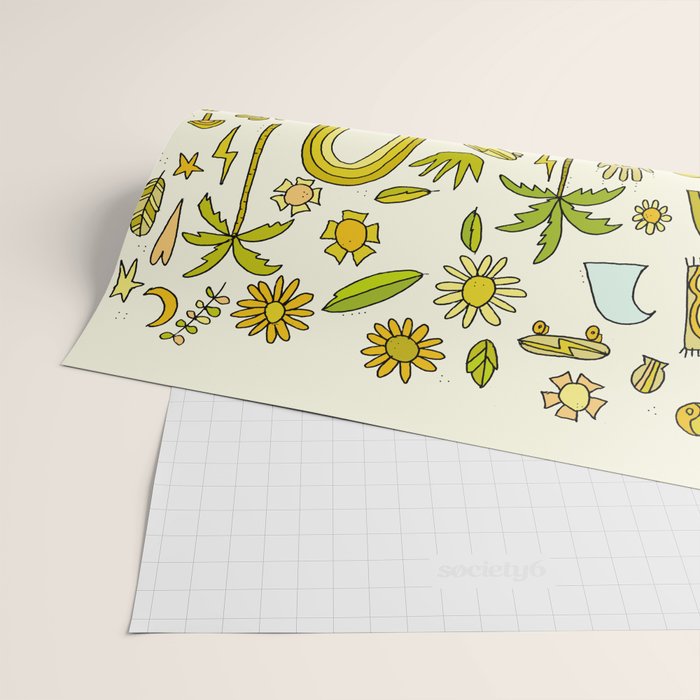 doodle daydreams sunshine and good vibes // retro art by surfy birdy Wrapping Paper Gallery Image 2
