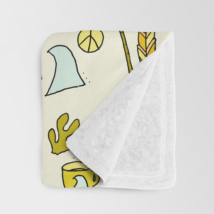 doodle daydreams sunshine and good vibes // retro art by surfy birdy Throw Blanket Gallery Image 3