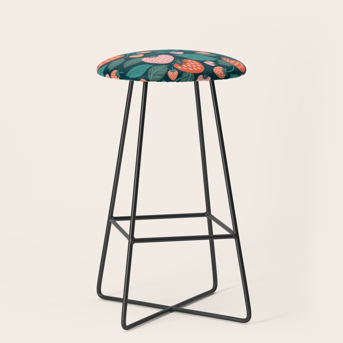 Strawberry Fields - Teal Green & Red Stool Gallery Image 1