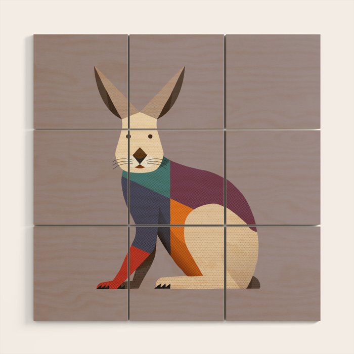 European Hare Wood Wall Art Gallery Image 1
