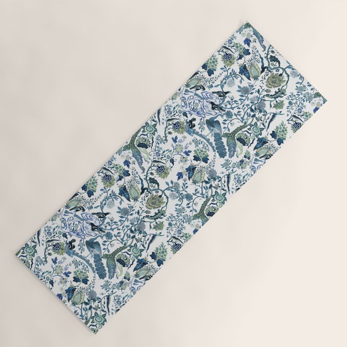 Blue vintage chinoiserie flora Yoga Mat Gallery Image 1