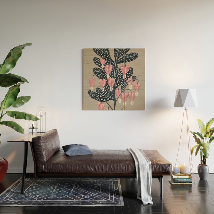 Bleeding Heart Flower Drawing Wood Wall Art Gallery Image 2