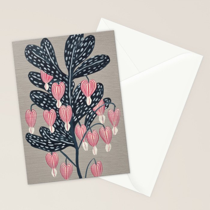 Bleeding Heart Flower Drawing Stationery Card Gallery Image 2
