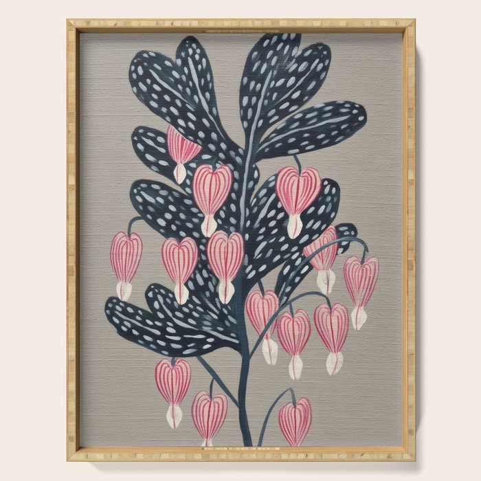 Bleeding Heart Flower Drawing Serving Tray Gallery Image 1