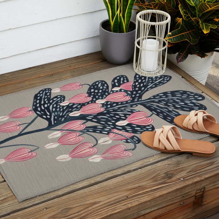 Bleeding Heart Flower Drawing Outdoor Rug Gallery Image 2