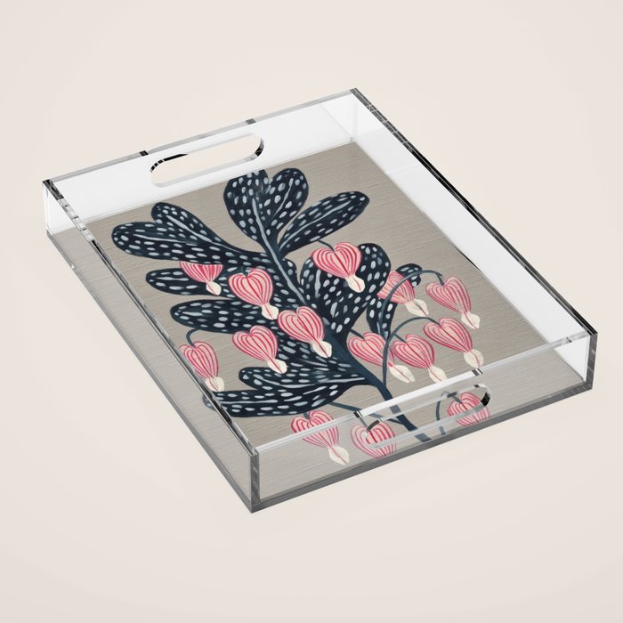 Bleeding Heart Flower Drawing Acrylic Tray Gallery Image 1