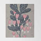 Bleeding Heart Flower Drawing Throw Blanket Gallery Image 2