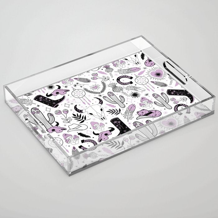 Wild West Cowboy Cowgirl Horse Ranch Pattern #cowboypattern Acrylic Tray Gallery Image 1