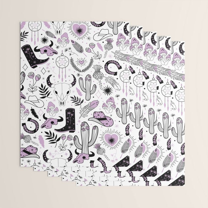 Wild West Cowboy Cowgirl Horse Ranch Pattern #cowboypattern Wrapping Paper Gallery Image 3