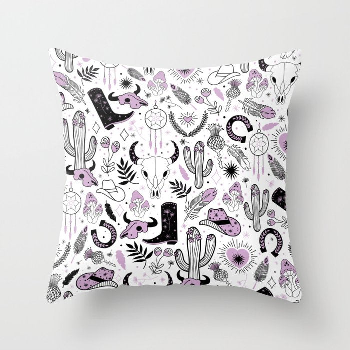 Wild West Cowboy Cowgirl Horse Ranch Pattern #cowboypattern Throw Pillow Gallery Image 6