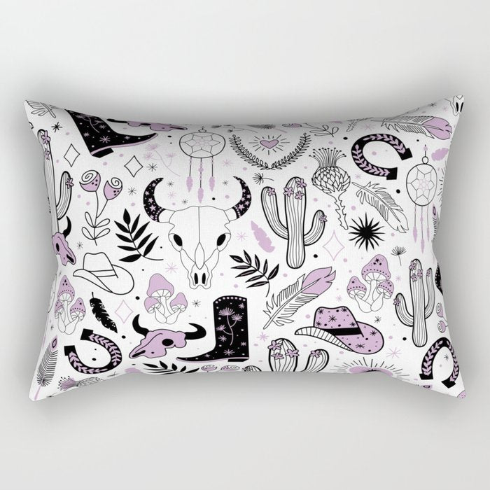 Wild West Cowboy Cowgirl Horse Ranch Pattern #cowboypattern Rectangular Pillow Gallery Image 1