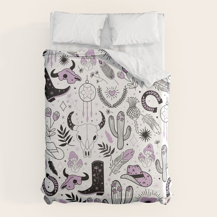 Wild West Cowboy Cowgirl Horse Ranch Pattern #cowboypattern Duvet Cover Gallery Image 6