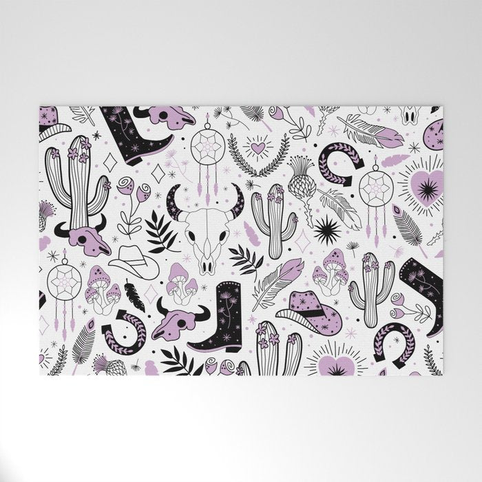 Wild West Cowboy Cowgirl Horse Ranch Pattern #cowboypattern Welcome Mat Gallery Image 1