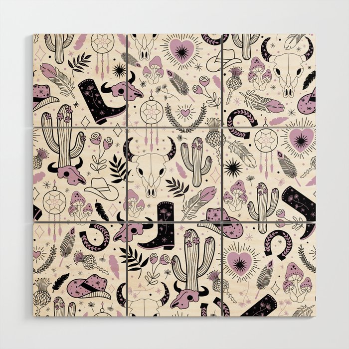 Wild West Cowboy Cowgirl Horse Ranch Pattern #cowboypattern Wood Wall Art Gallery Image 1
