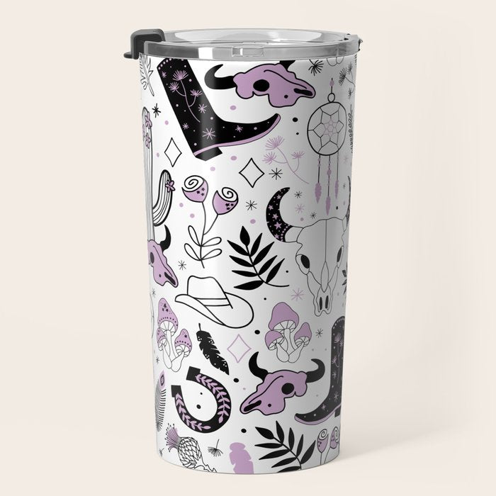 Wild West Cowboy Cowgirl Horse Ranch Pattern #cowboypattern Travel Mug Gallery Image 3