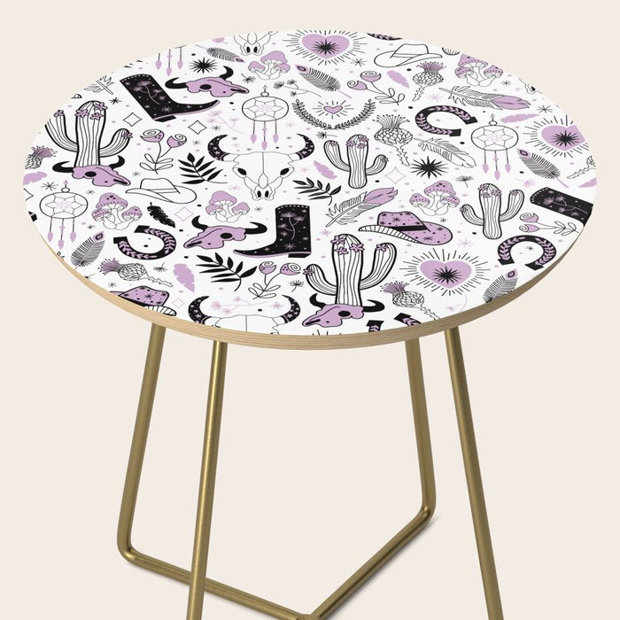 Wild West Cowboy Cowgirl Horse Ranch Pattern #cowboypattern Side Table Gallery Image 2