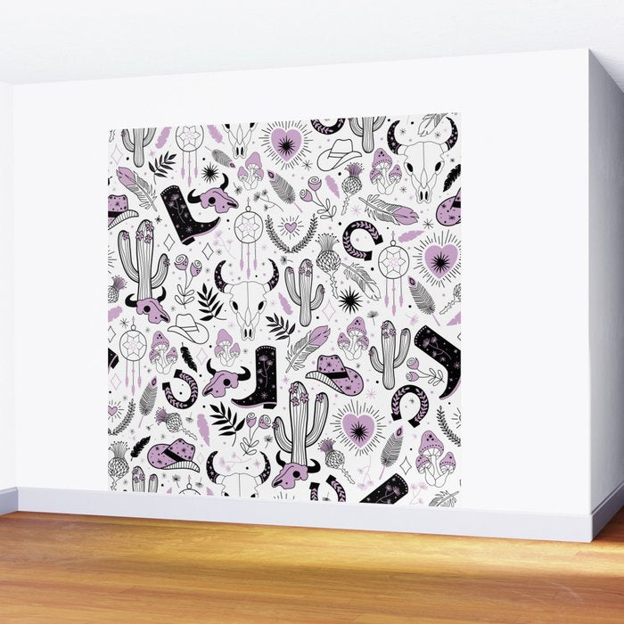Wild West Cowboy Cowgirl Horse Ranch Pattern #cowboypattern Wall Mural Gallery Image 2
