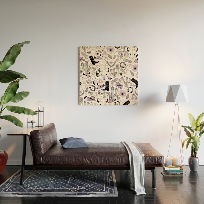 Wild West Cowboy Cowgirl Horse Ranch Pattern #cowboypattern Wood Wall Art Gallery Image 2
