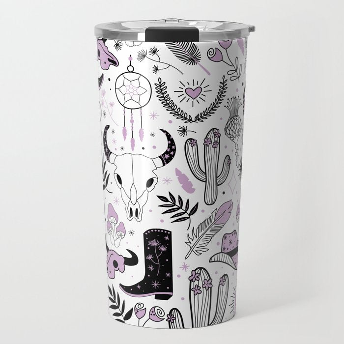 Wild West Cowboy Cowgirl Horse Ranch Pattern #cowboypattern Travel Mug Gallery Image 1